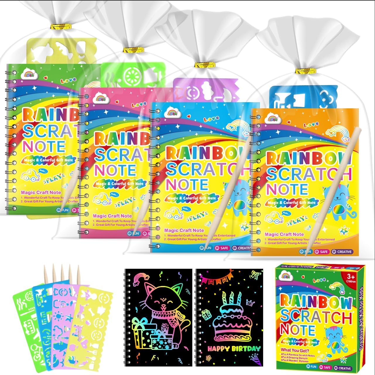Amazon.com: ZMLM 4 Pack Scratch Art Party Favors: Birthday Party